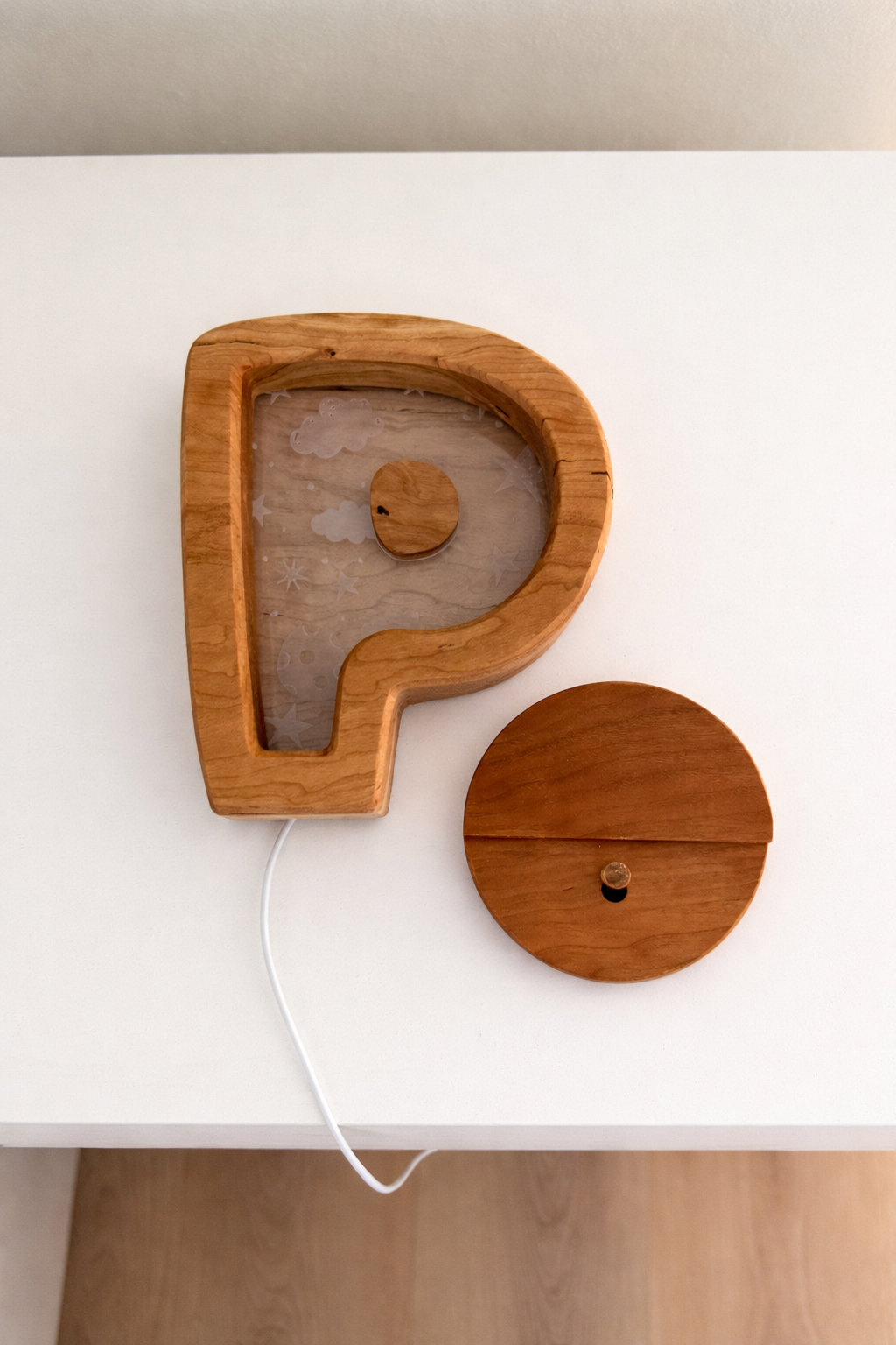 Personalized Wooden Letter Night Light | Custom Initial Lamp for Kids